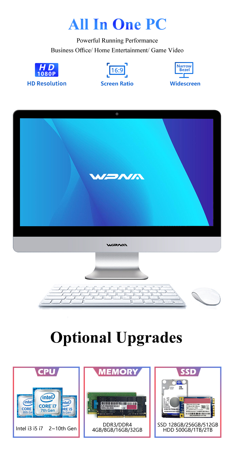 16GB Video Memory Intel UHD Graphics 630 21.5''27''inch Core I3 I5 I7 1920*1080p All In One Pc
