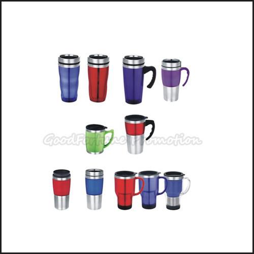Promotion printed logo travel car two layer stainless steel mug water drink cup