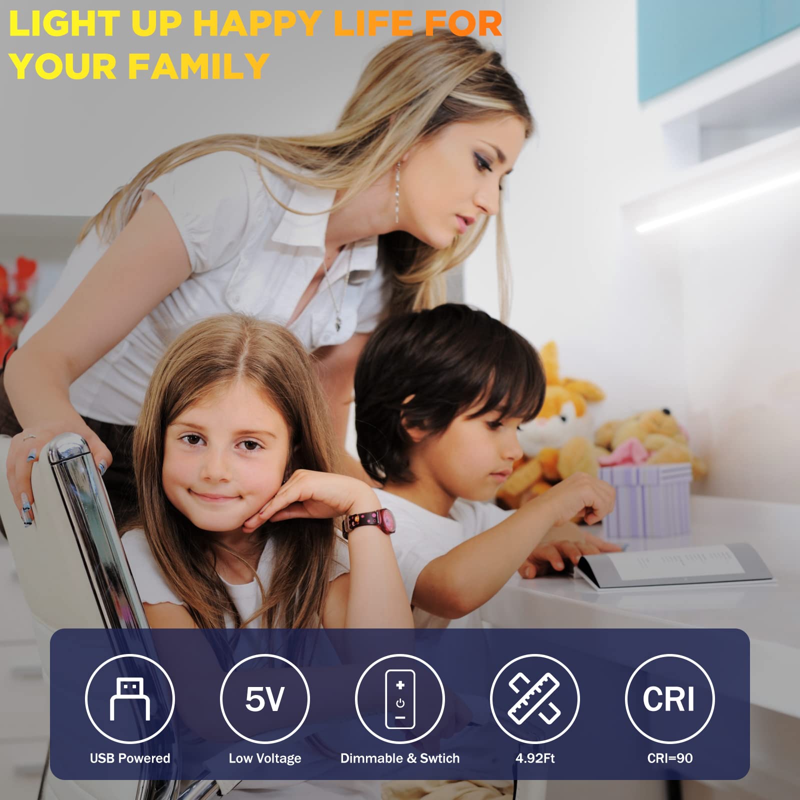 4.92ft/1.5m LED Strip Light Remote Control Heat Resistant Waterproof Micro Flexible White