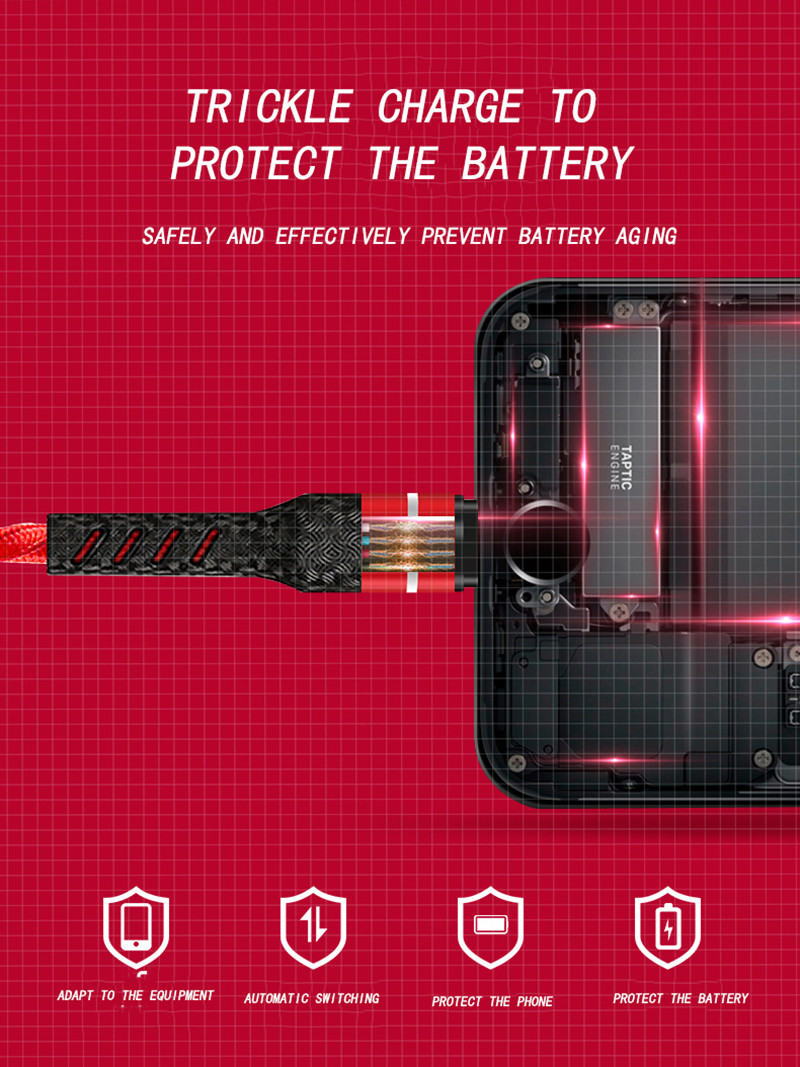 3 In 1 5V 3A Fast Charging USB Data Cable OEM 1.2m For IPhone