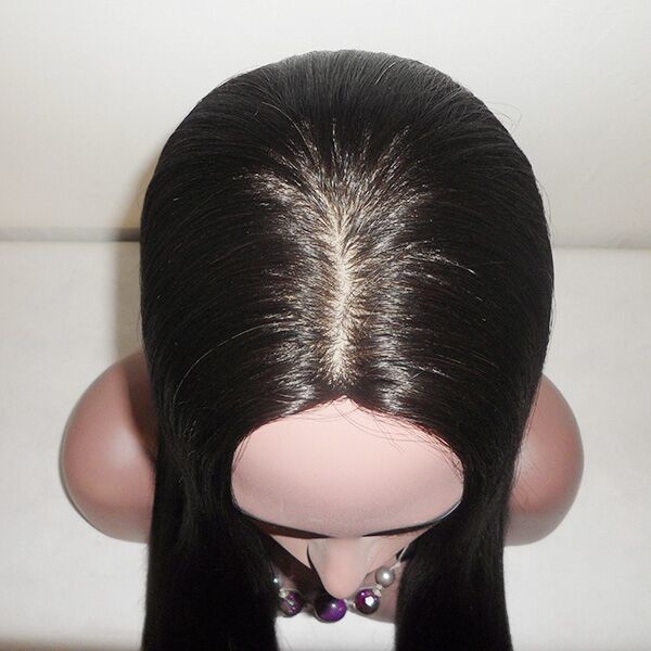 Brazilian Virgin Human Hair Jewish Wigs Natuaral Black #1B Silky Straight