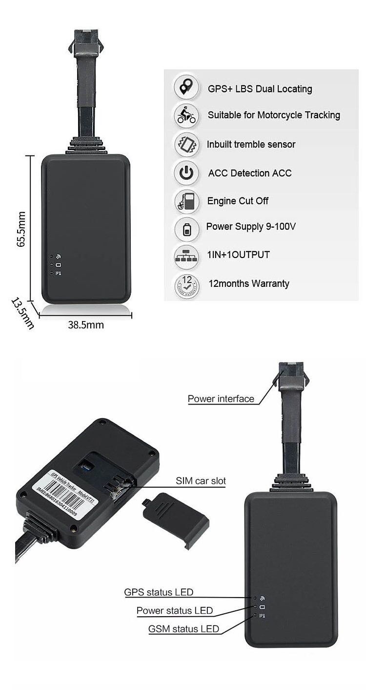 VT202 100V Google Maps ACC line LBS Positioning Mini GPS Tracker