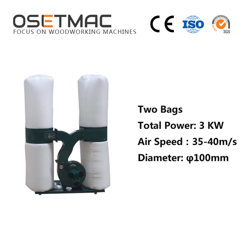 Long Service Life Double Barrel Dust Collector 2.2kw Conveyor Motor for Woodworking