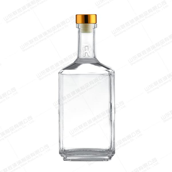 Clear Glass Whisky Spirit Bottle with 375ml Capacity and Unique Square Shape