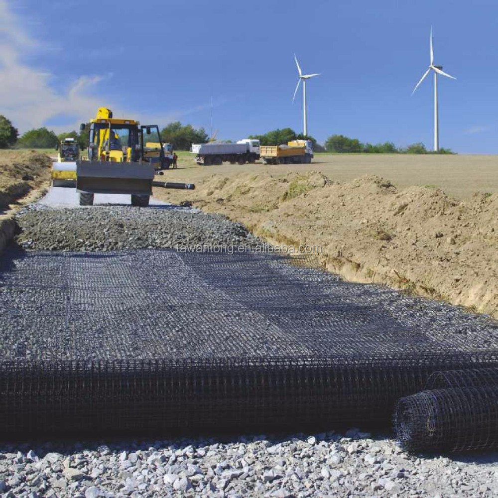 Polyester Geogrid CE / ISO9001 / SGS Certified for Road Construction and Retaining Wall