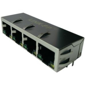 HFJ14-1G11ER-L11RL Multi-port 1x4 Tab-Down Ganged Gigabit RJ45 Connector Manufactures