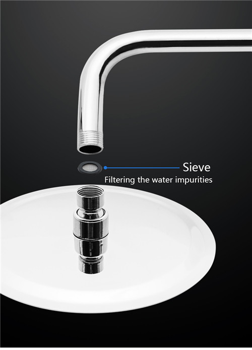 Multiple Size Overhead Rainfall Shower Head High Temperature Resistance