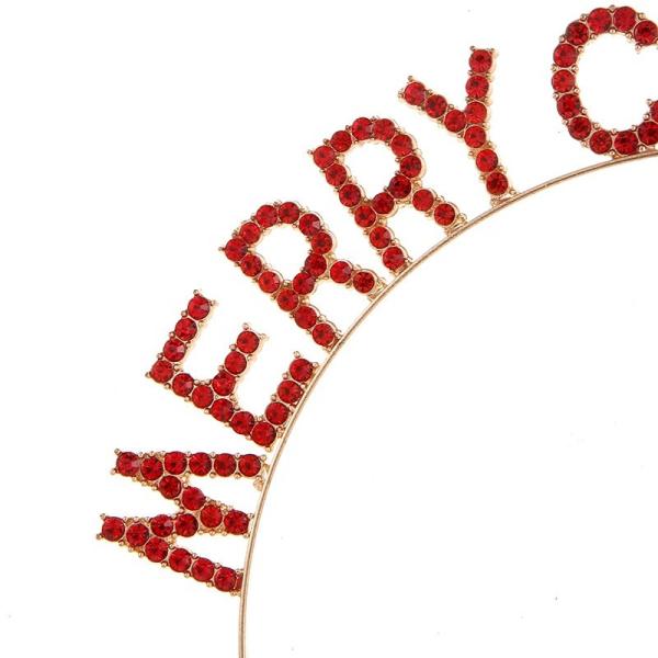 Rhinestone Letter Metal Christmas Headband Gold Red Shiny Diamond Hairband