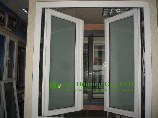 Frosted Glass White UPVC Casement Window For Apartment, Energy saving and Eco