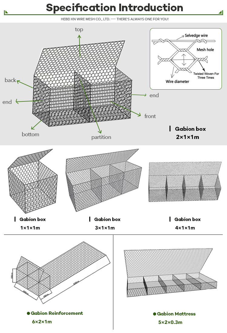 Heavy Duty Gabion Basket For Soil Erosion Control Woven Mesh Wire Easy Assembly Wooden Pallet Pack