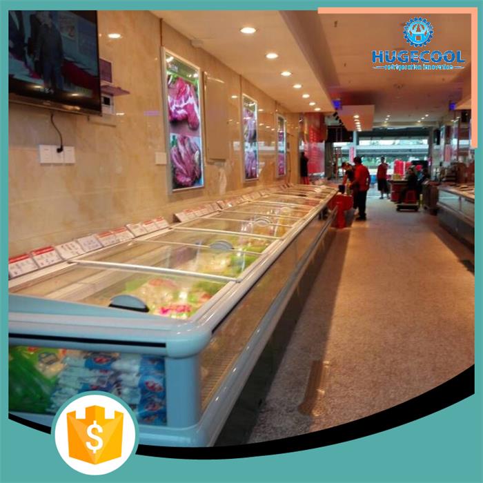 Air Cooled Supermarket Island Freezer Customized Capacity For Meat / Ice Cream