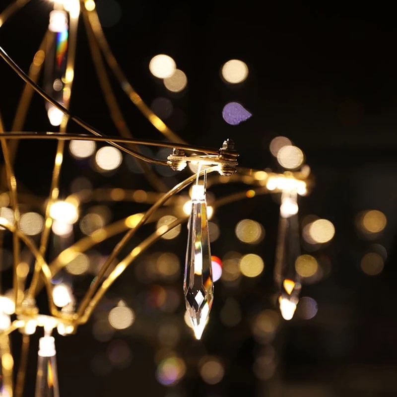 Modern Crystal Ceiling Chandelier Lighting Stainless Steel Fireflies Pendant Lamp nickel pendant light(WH-AP-542)