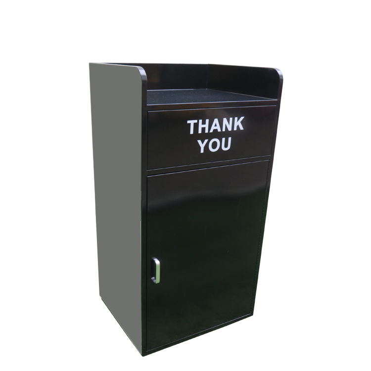 Outdoor Black Decorative Garbage Bin Stainless Steel Trash Can Waste Bin