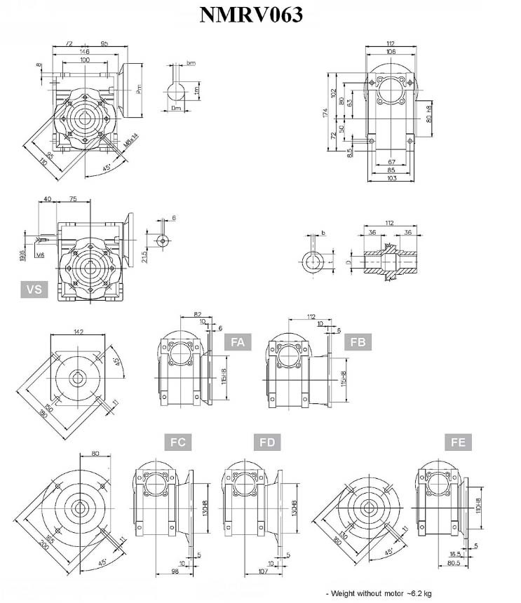 NMRV063 Multi Purpose Worm Gear Reducer For Braiding Machine