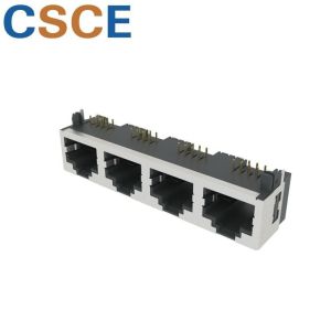 Half Shielded Right Angle RJ45 Connector 1 * 4 Ports Operating Temperature -40℃