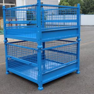 Grid Material Metal Pallet Crate Folding Mesh Container Customized