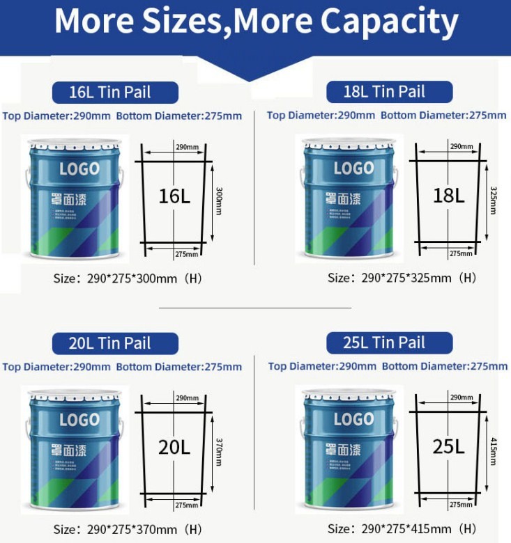 ISO9001 Metal Paint Bucket 3.5 Gallon Steel Pail For Oil Packaging