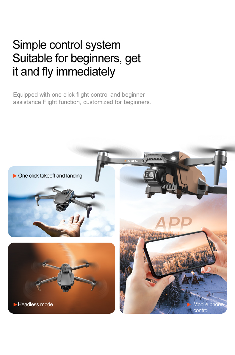 5KM Image Transmission Rg608 Pro Lift Obstacle Avoidance 8k Dual Camera Night Flash Shooting Brushless Motor 2.4g Wifi Fpv Quadcopter