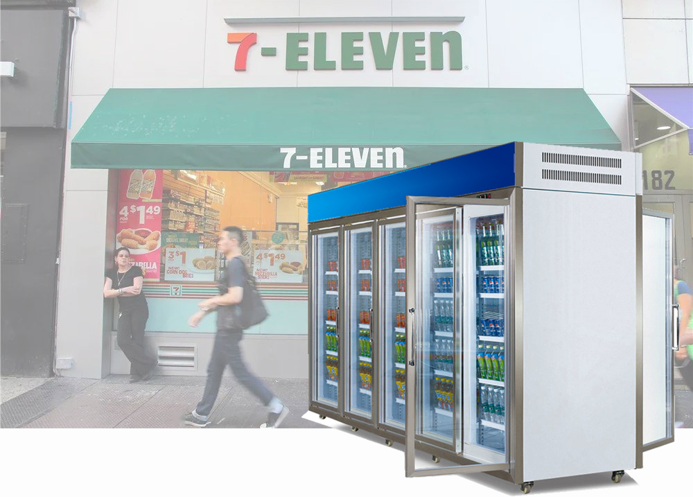 Supermarket Vertical Glass Door Multideck Refrigerated Chiller Showcase
