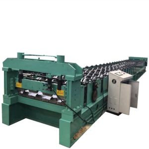 Galvanized Steel Floor Deck Roll Forming Machine Blue With Plc Control System 45