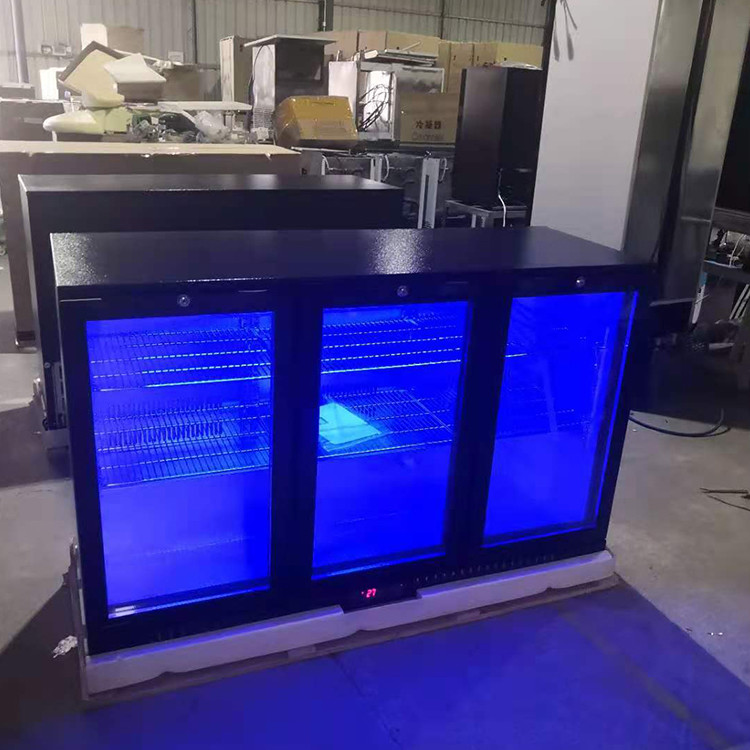 R134a 330L Undercounter Bar Fridge With 3 Doors Black Color