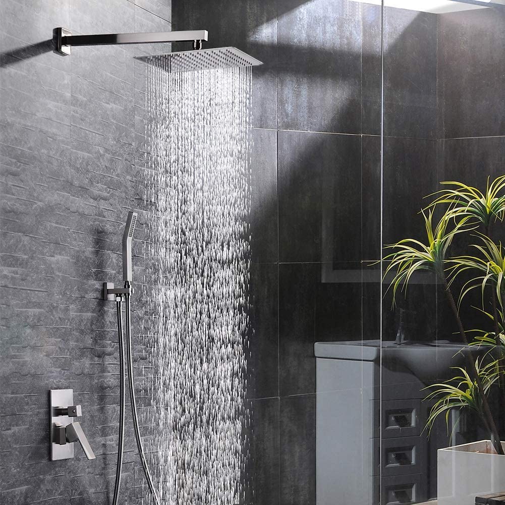 Bathroom shower cabin mixer 12 inch ceiling water saving flow 360 degrees rotating rainfall thermostatic shower head