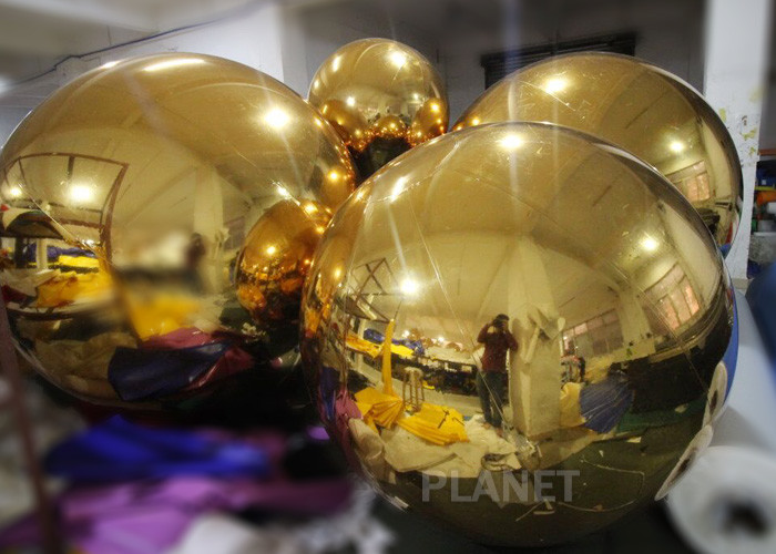 Decoration Gold Hanging Inflatable Mirror Ball Reflective Mirror Balloon