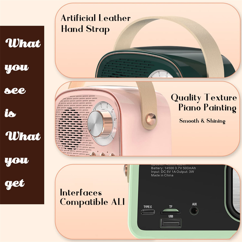 Wireless Retro Bluetooth Speaker with TWS Music Player and FM Radio Display Screen NO