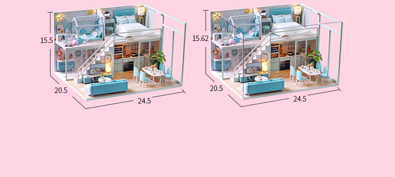 DIY Wooden Doll Houses Miniature Furniture Kit For Children Birthday