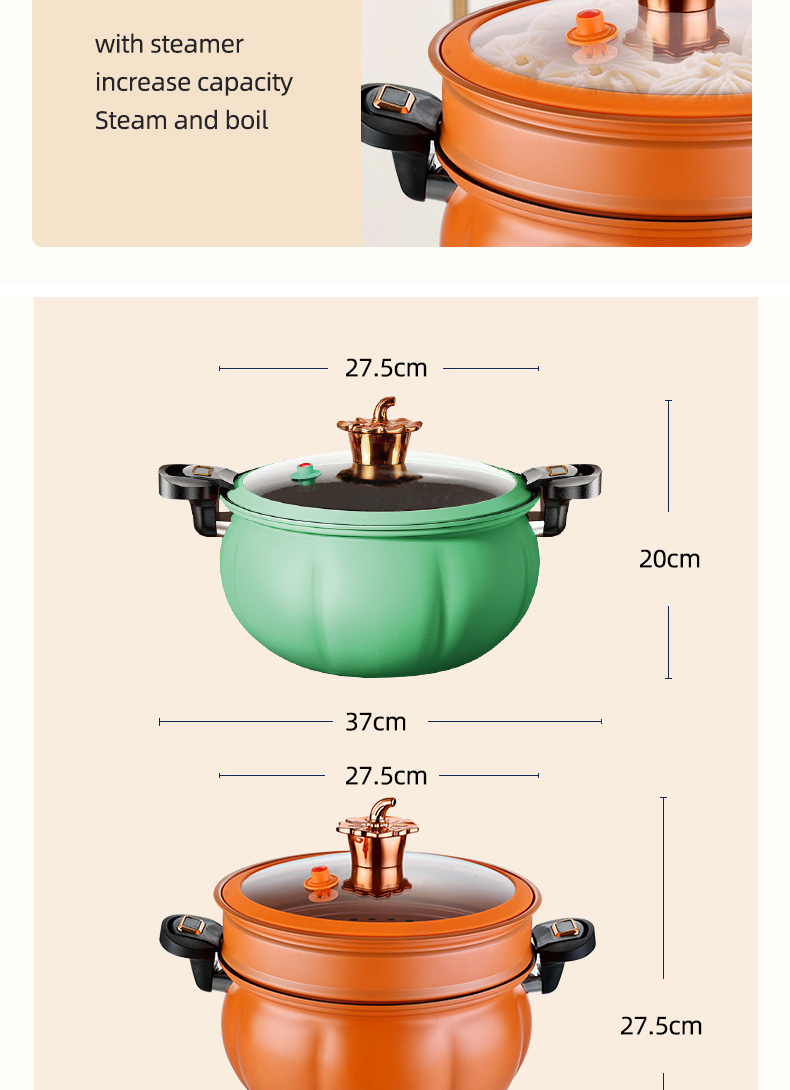 8L Kitchen Pressure Cooker Cast Iron Non Stick With Handle Latch