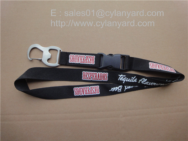 Printed polyester bottle opener lanyards