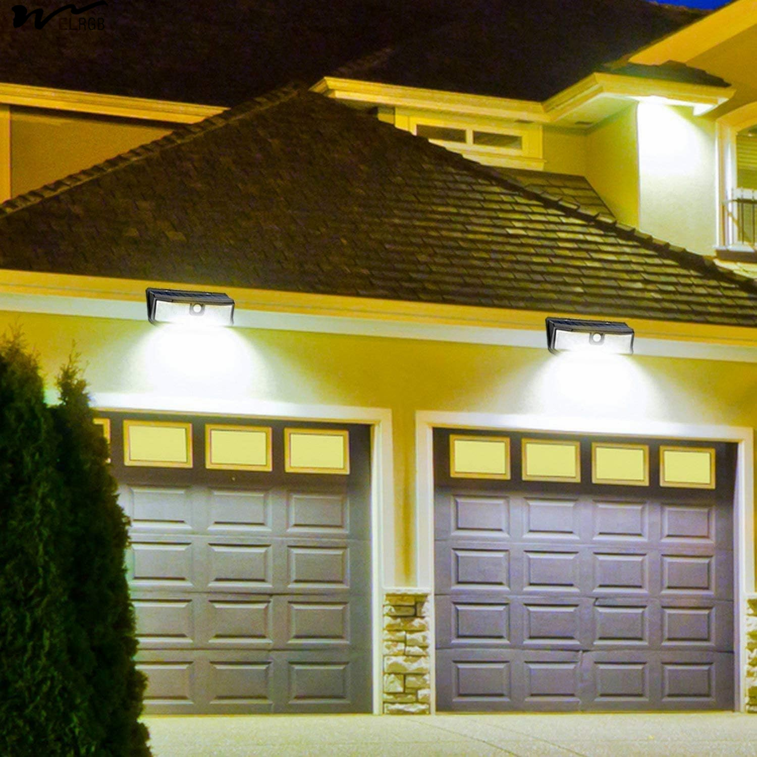 LED Solar Motion Sensor Lights 182 Leds 2500Lm IP65 Waterproof for Patio Garden Garage