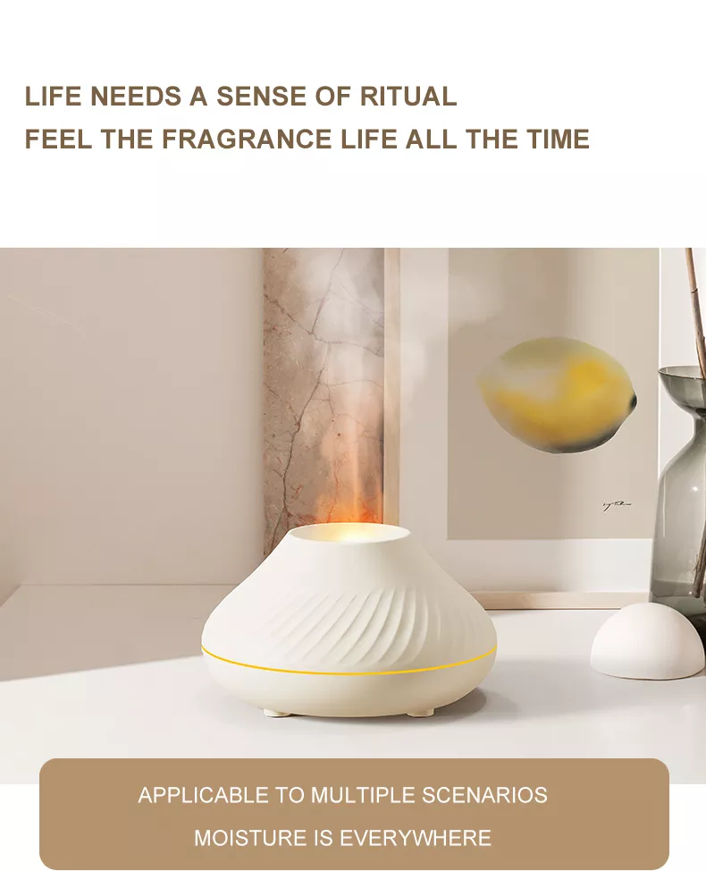 Dropshipping Newest RGB Light Flame Aroma Diffuser 130Ml 3d Colorful Flame Humidifier Fire Volcano Diffuser Dropshipping