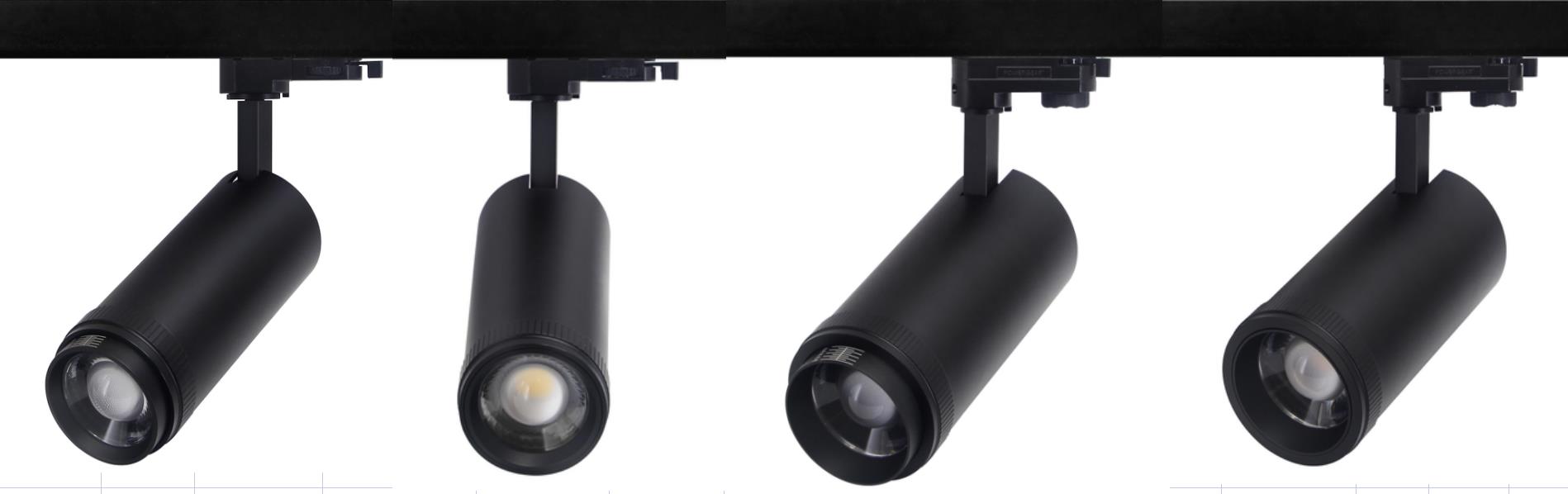 E02 series Integrated Zoomable LED tracklight adjustable 15-55° Dali 1-10V dimmable 6/4 wire 3 phase