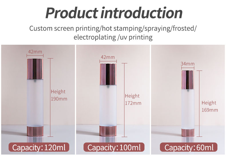 AS Material Luxury Airless Bottle Custom Airless Lotion Bottles Rose Gold