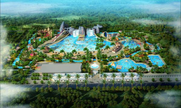 Vison Hotspring Waterpark Project , Fiberglass Water Park Equipment / Customized