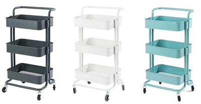 Powder Coated Surface Supermarket Display Shelf 3 Tiers With Wheels