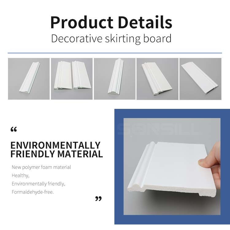 Light Weight Decorative Skirting Board Flexible Polyurethane PU Injection Foam