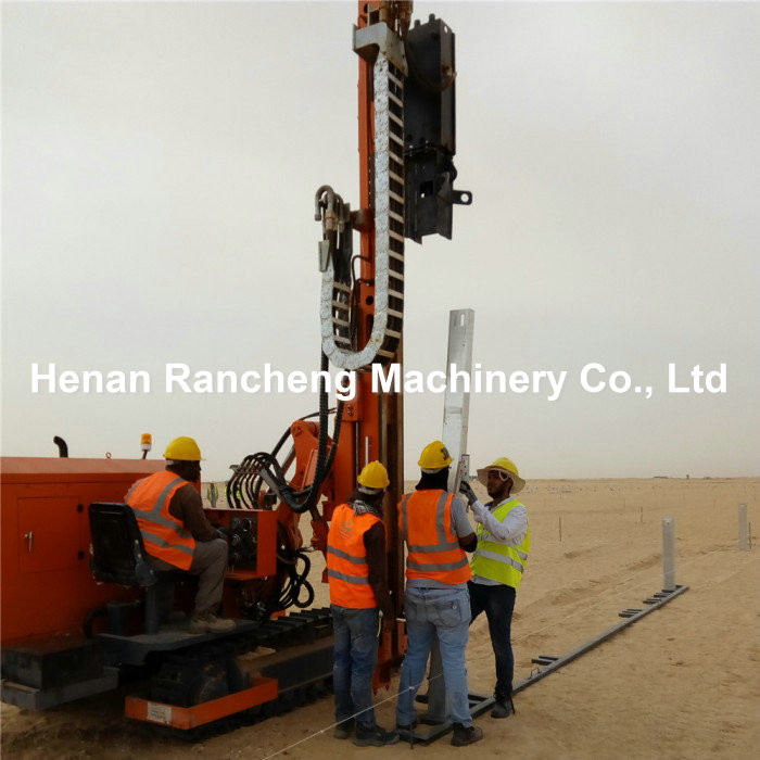 Hydraulic Ramming Solar Pile Driver Equipment 88KW Yuchai Engine 20 - 100m Bore Depth