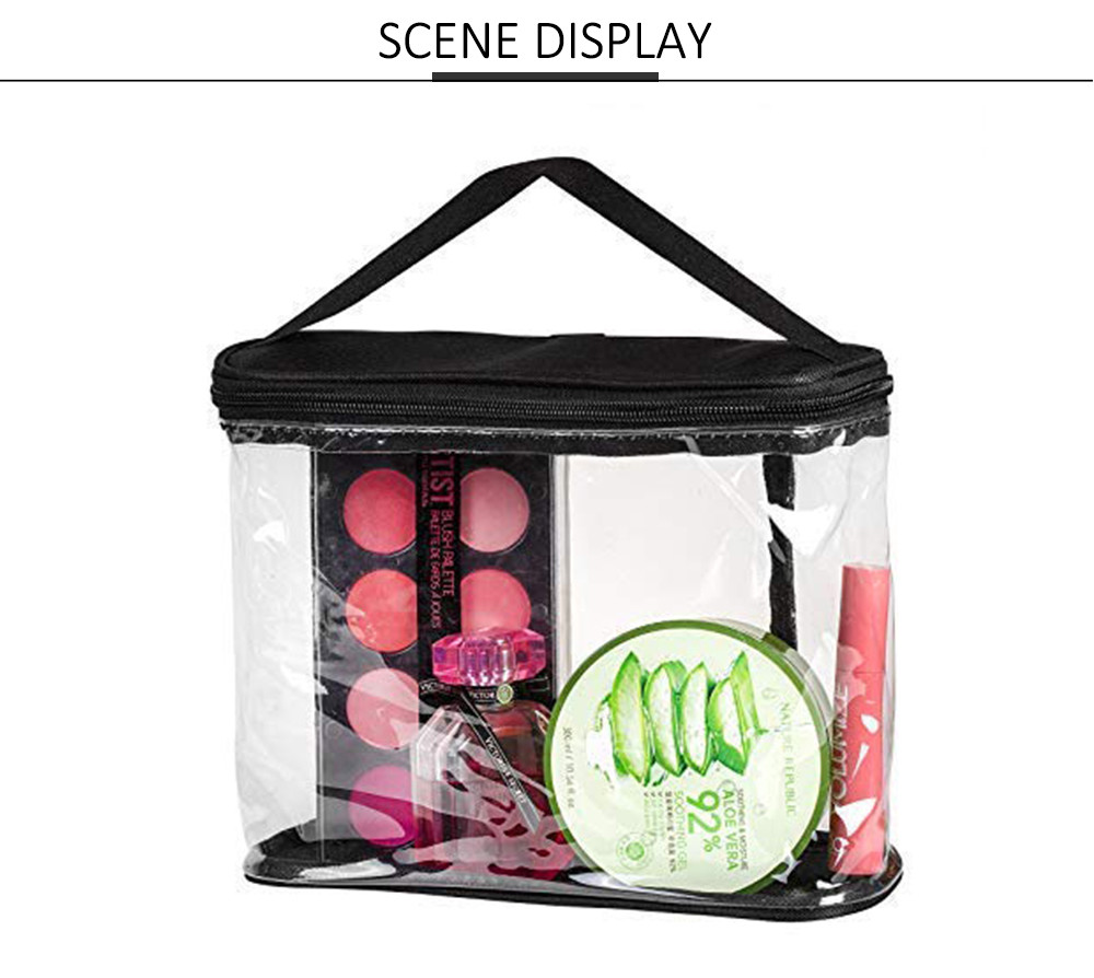 Large Double Zippers Clear Cosmetic Organizer Pouch for Carrying Makeup