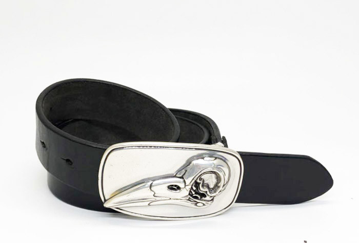 Woodpecker Pattern Buckle Mens Thick Casual Leather Belt 140cm Length