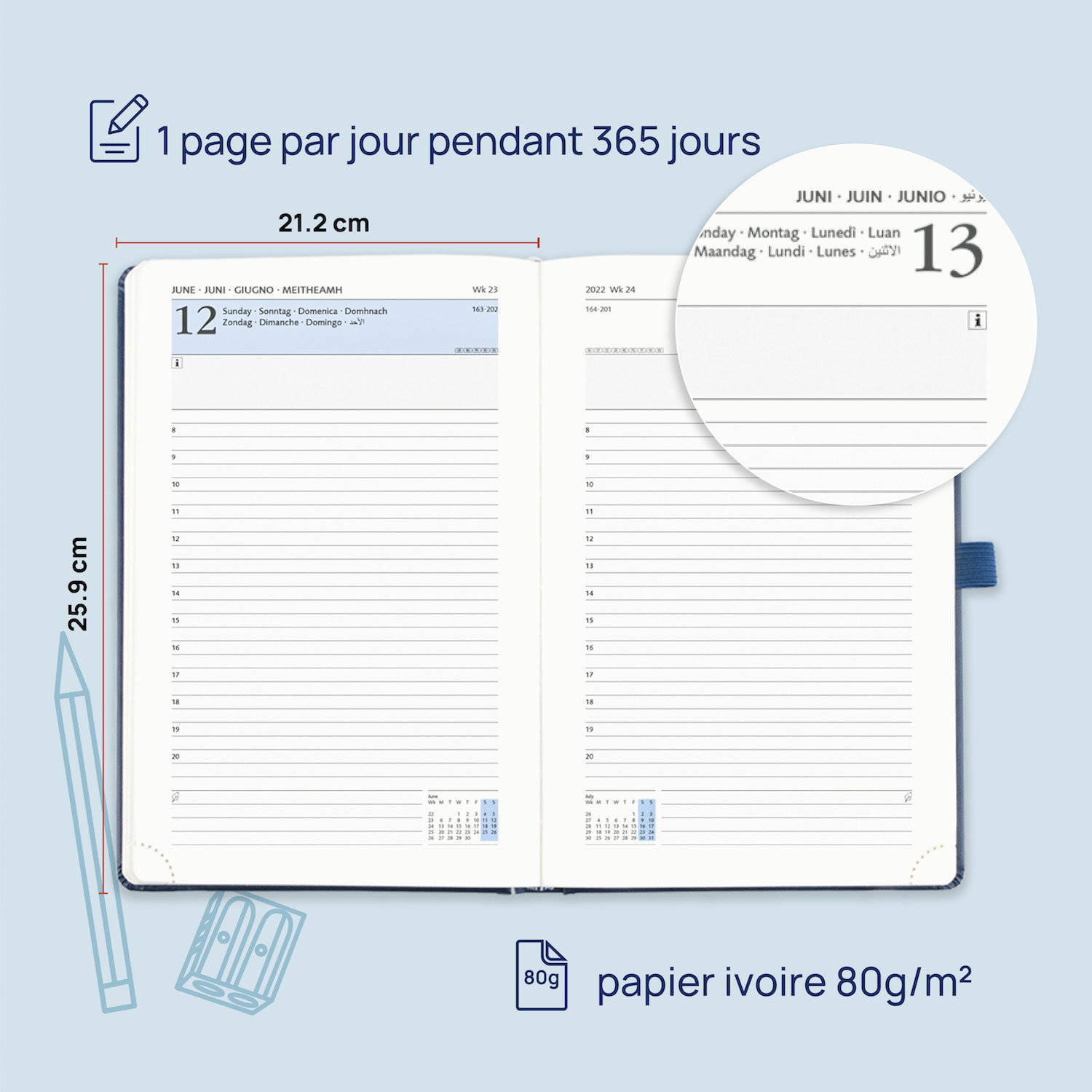 Academic Planner 2023 Royal Blue Weekly Planner Vertical Layout Ivory Paper