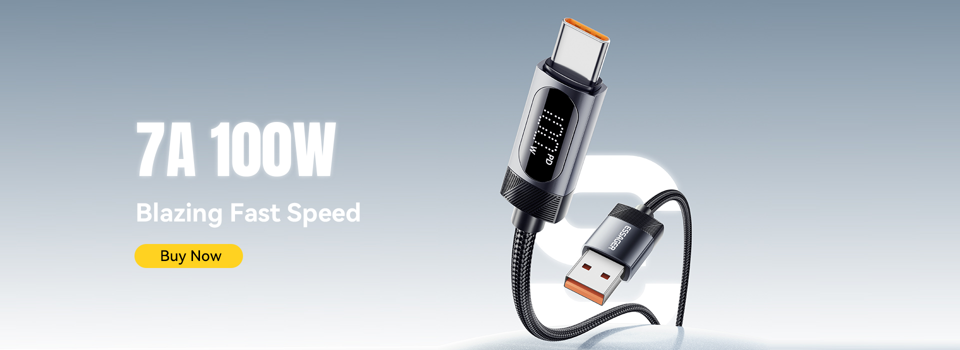 ESSAGER ES-X64 Series 7A LED Display USB Charing Data Cable USB to Type C