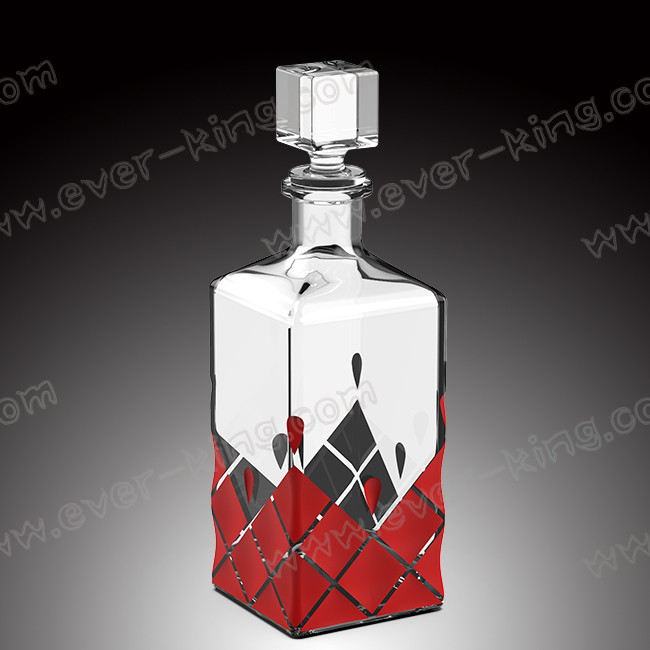 700ml Customized Square Brandy Glass Bottle