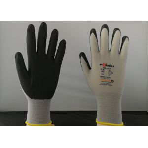  Low DMF Nitrile Grip Gloves , Nitrile Foam Coated Gloves High Elastic Nylon Liner Manufactures