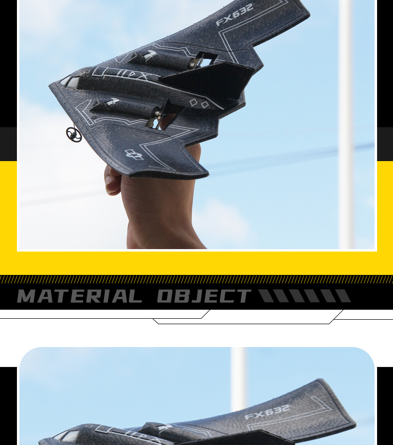 Fx632 Rc Airplane B2 Bomber 2.4ghz Wireless Control Mini Glider 2ch Aircraft Drone Children Toys Gifts for Kids' Learning