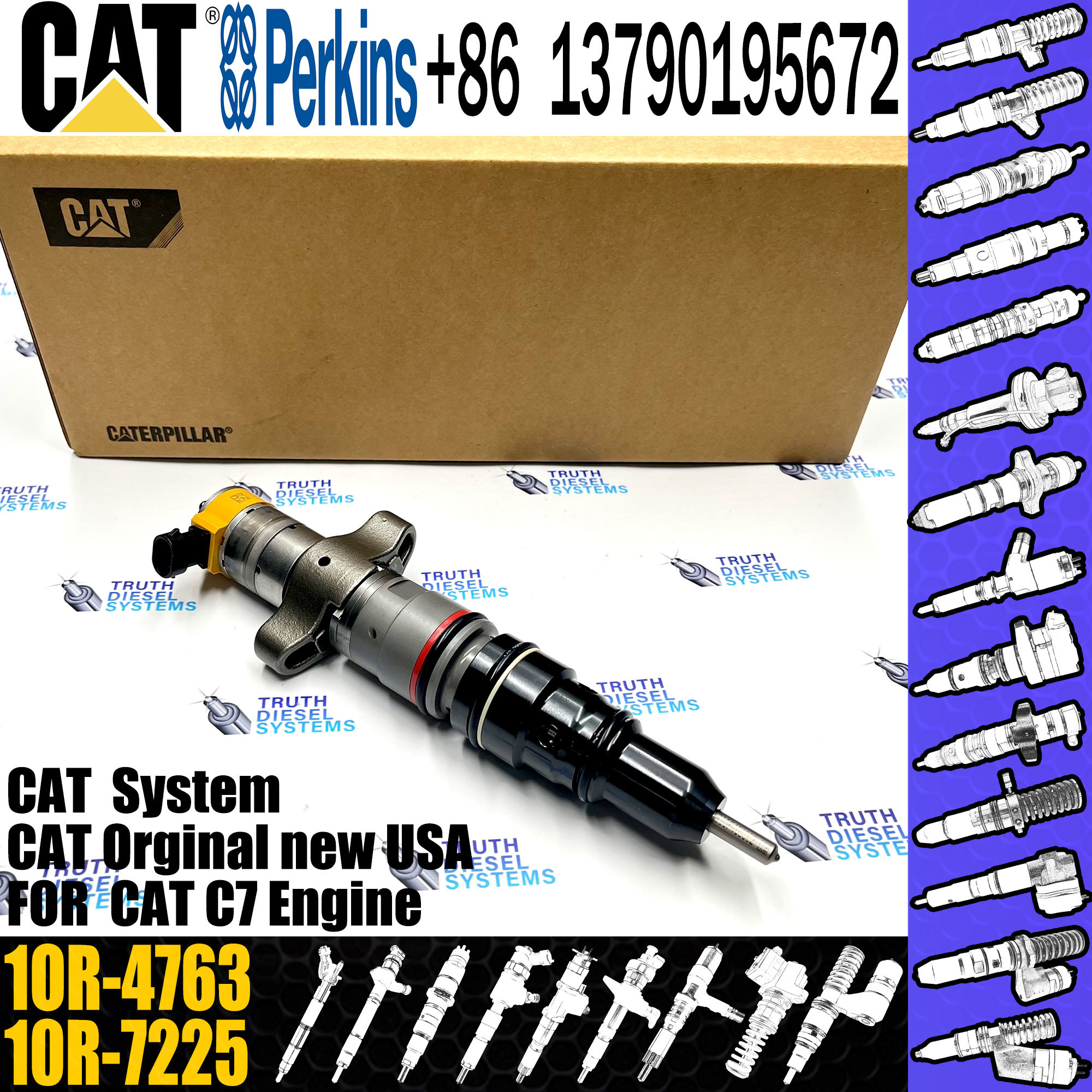 Diesel Fuel Injector 1OR-4763 20R-9079 2OR-8071 20R-8066 295-9166 for Caterpillar E330C 330C C7 engine