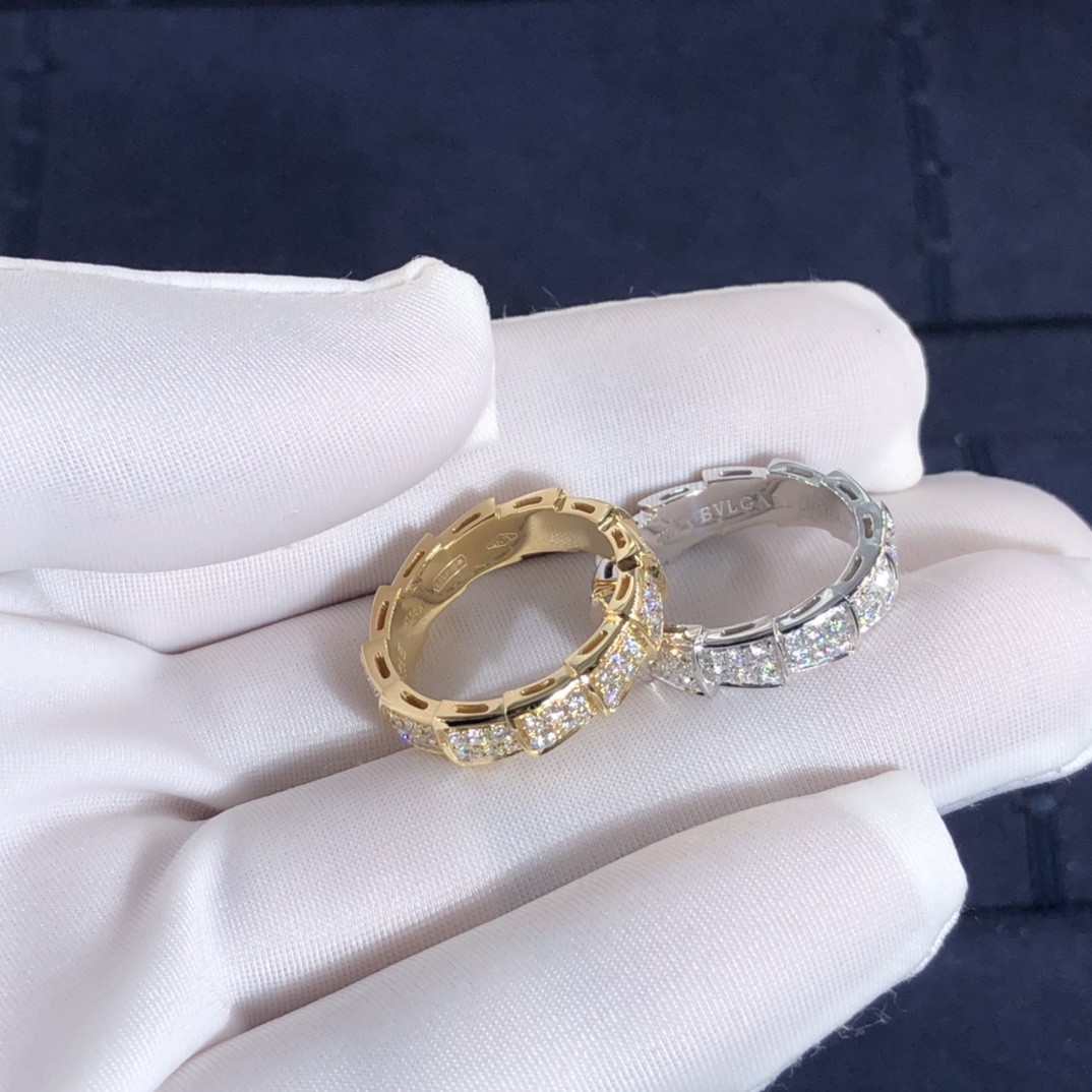 Hot Fine Jewelry High-End High Quality 18k Pure Gold Natural Diamonds Serpenti Viper Ring