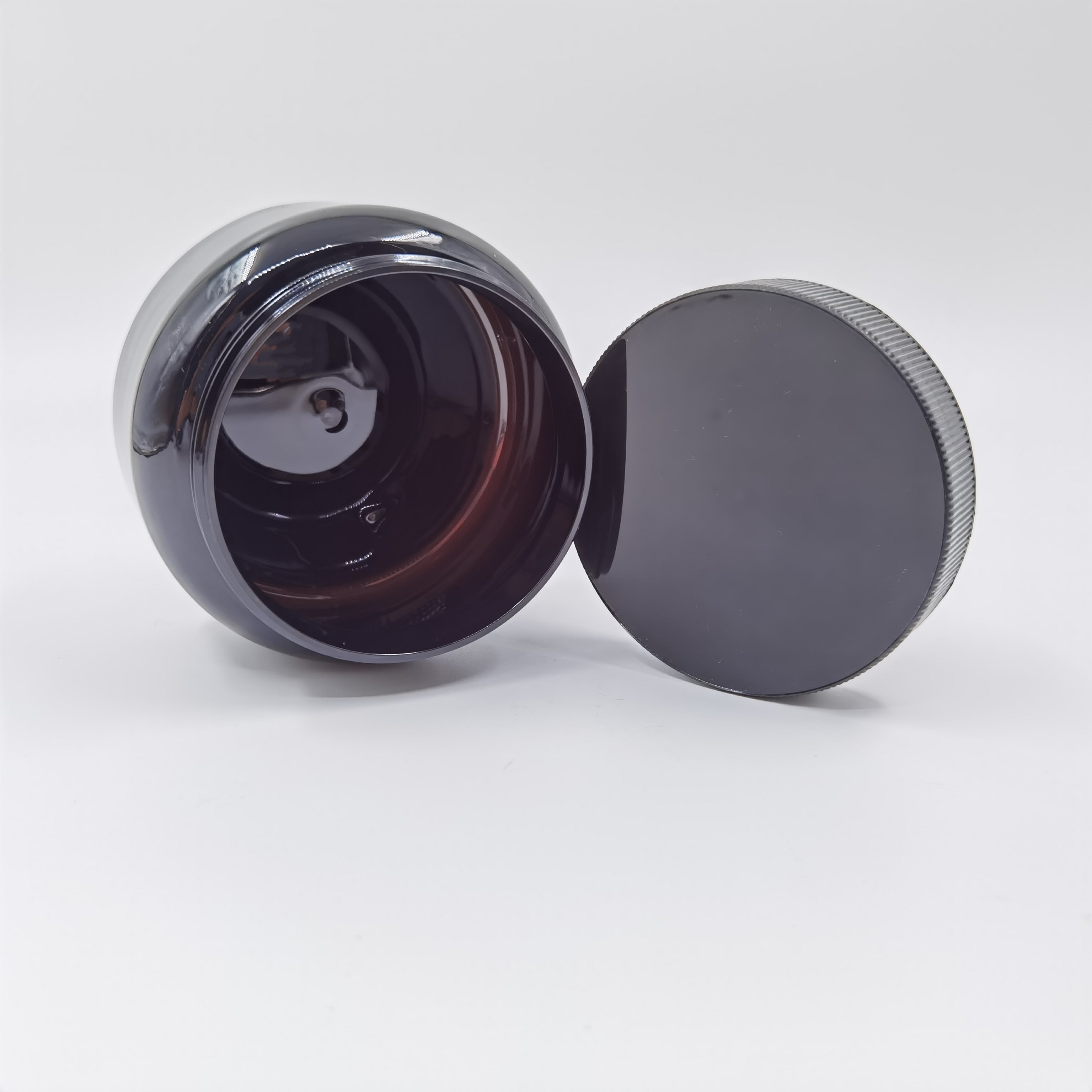 Black Round Single Wall PET Plastic Cosmetic Jars 500ml For Body Butter