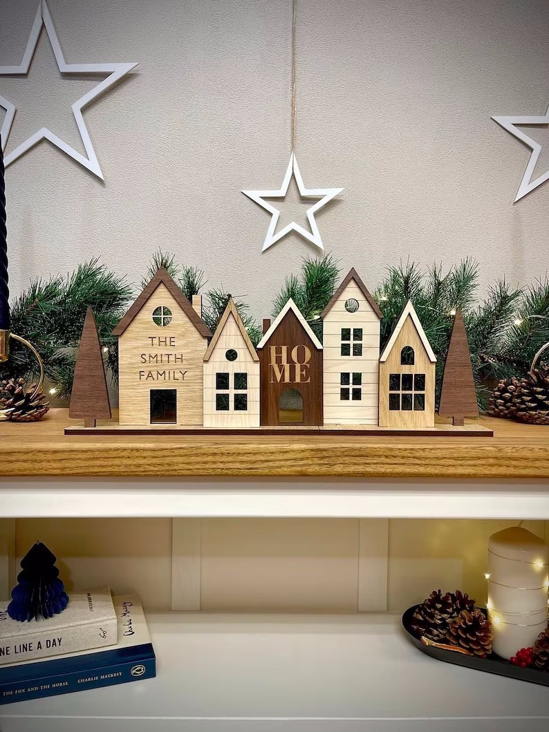 Personalised Houses Wooden Decor Set Modern Style Home